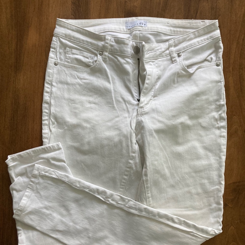 Loft Curvy Skinny White Jeans